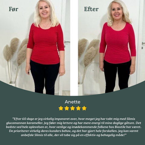 Slimis, 60 vægttabs karameller - Resultater på 7 dage (Med glucomannan)